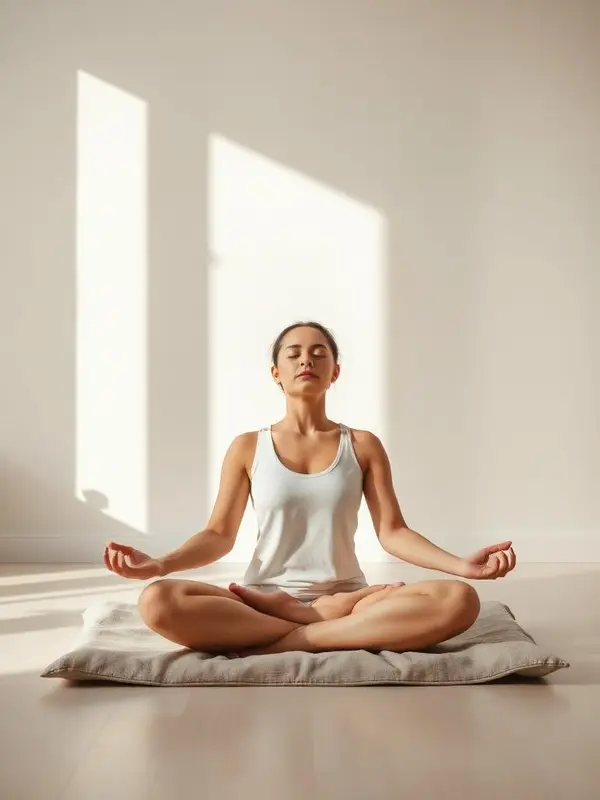 Person meditating calmly wearing a weighted sleep mask