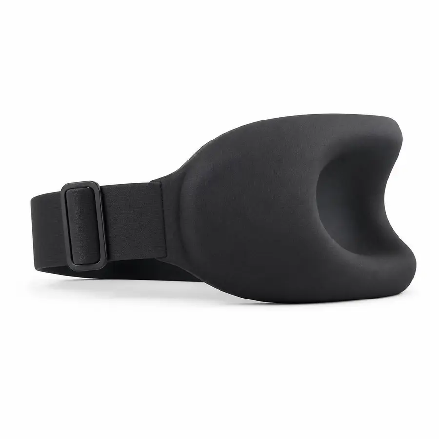 Side profile of the VELNEXA sleep mask showing the memory-foam nose seal